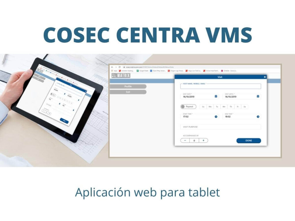 COSEC CENTRA VMS - Aplicación web para tablet